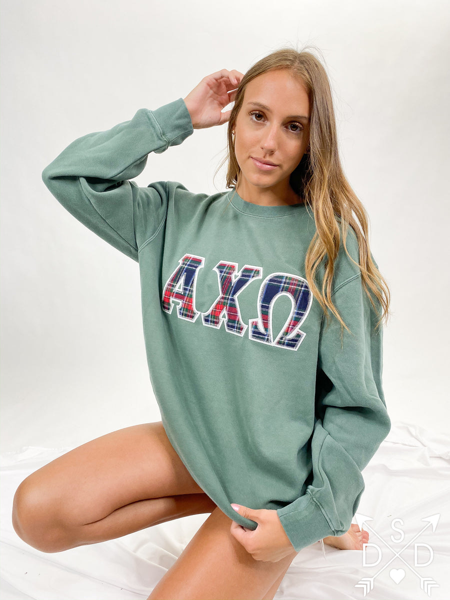 Dad's Plaid Embroidered Letter Sweatshirt