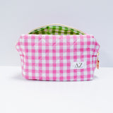 Delta Zeta Sorority Gingham Quilted Makeup Bag