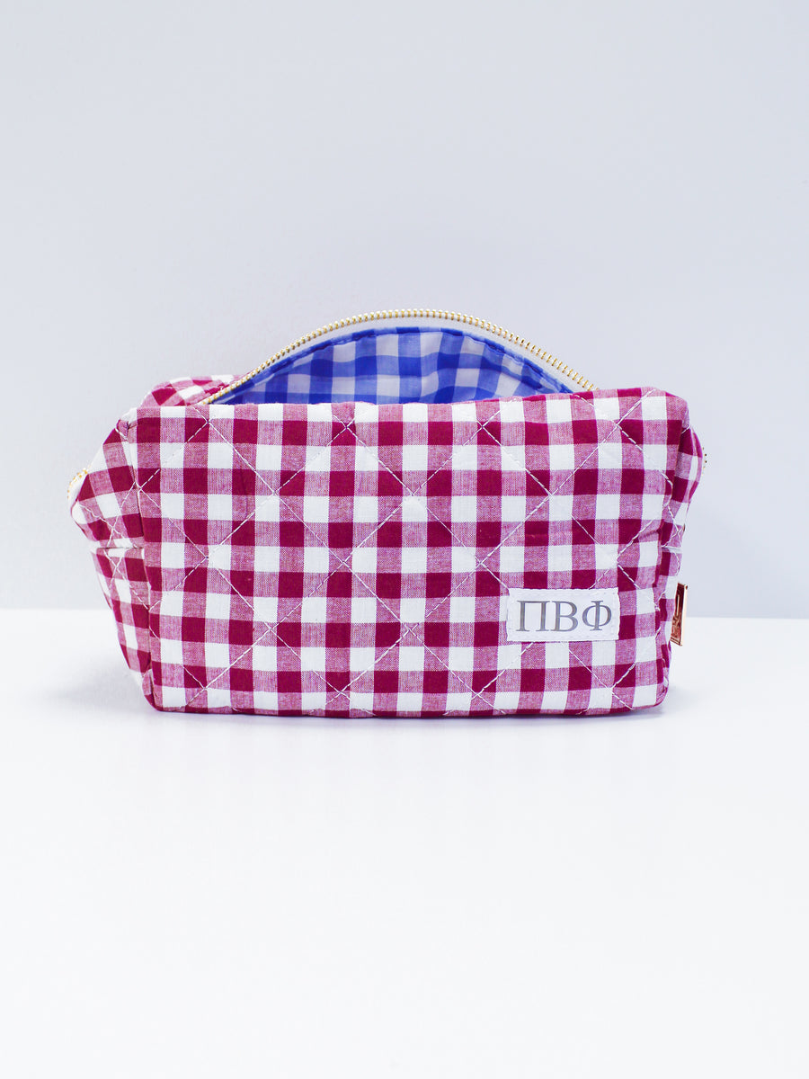 Sorority Gingham Quilted Makeup Bag