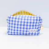 Delta Delta Delta Sorority Gingham Quilted Makeup Bag