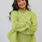 model in s/m matcha mock neck