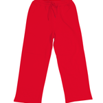 red sweatpants flat lay