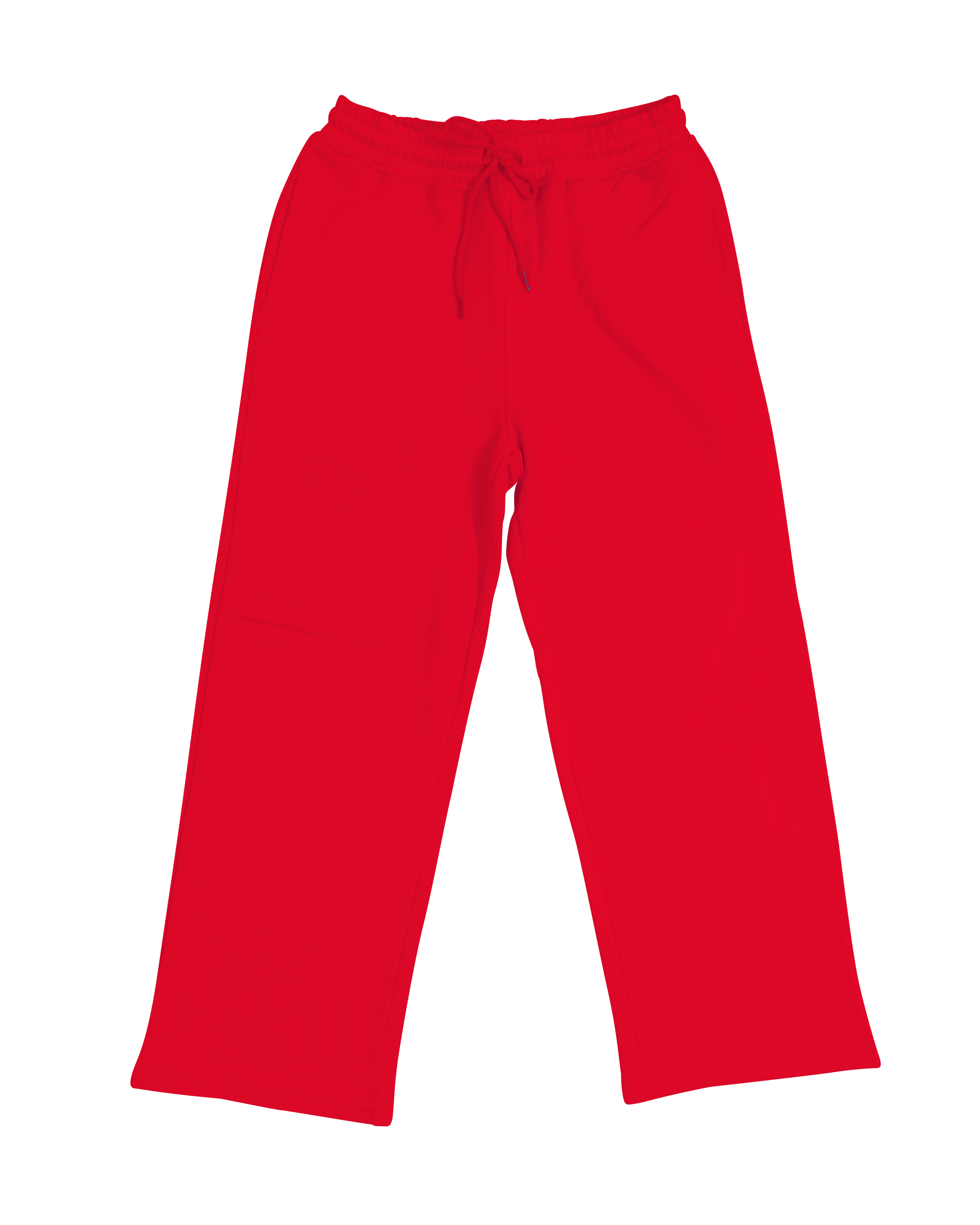 red sweatpants flat lay