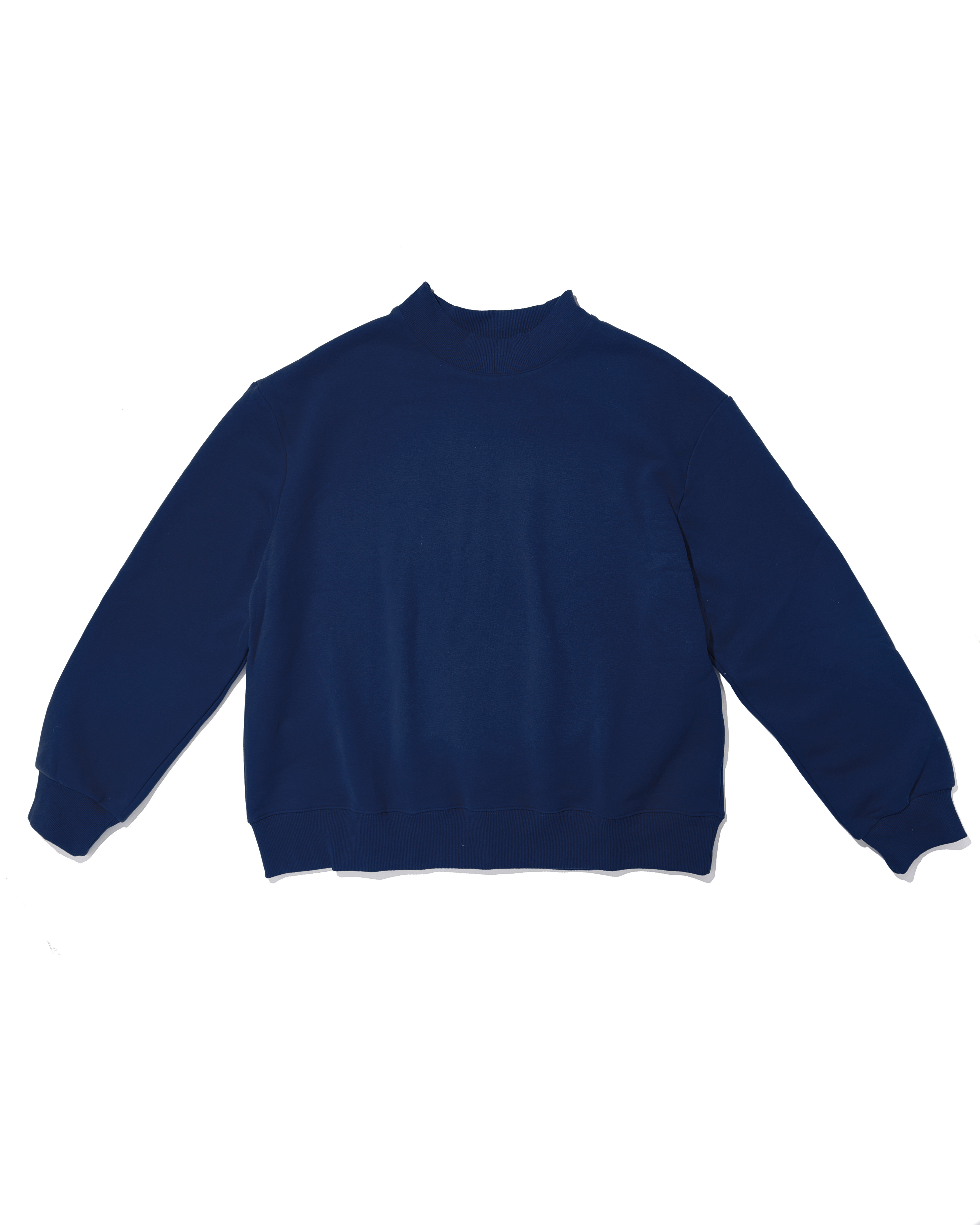 navy mock neck flat lay