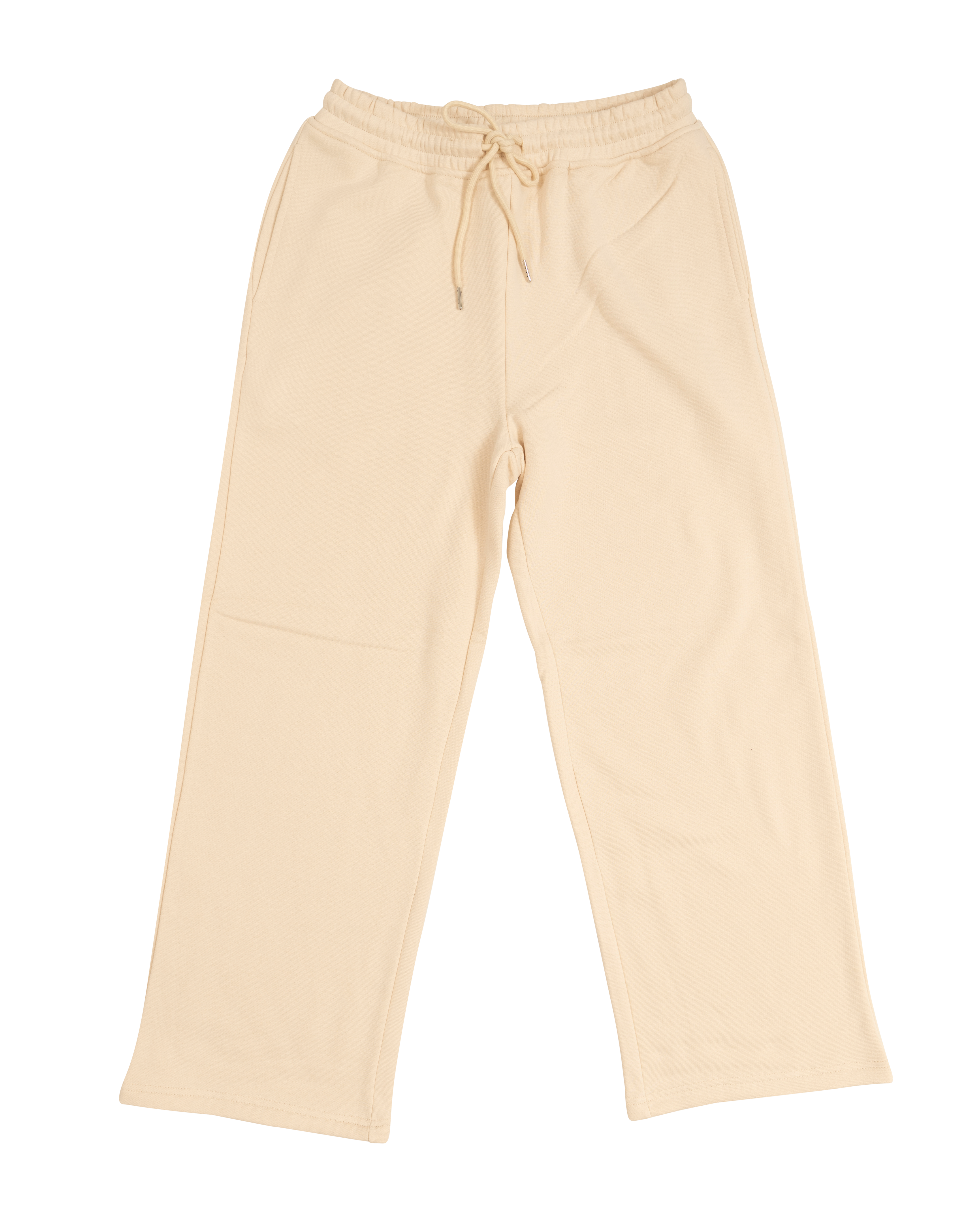 cream sweatpants flat lay