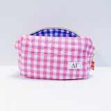Delta Gamma Sorority Gingham Quilted Makeup Bag