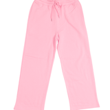 light pink sweatpants flat lay