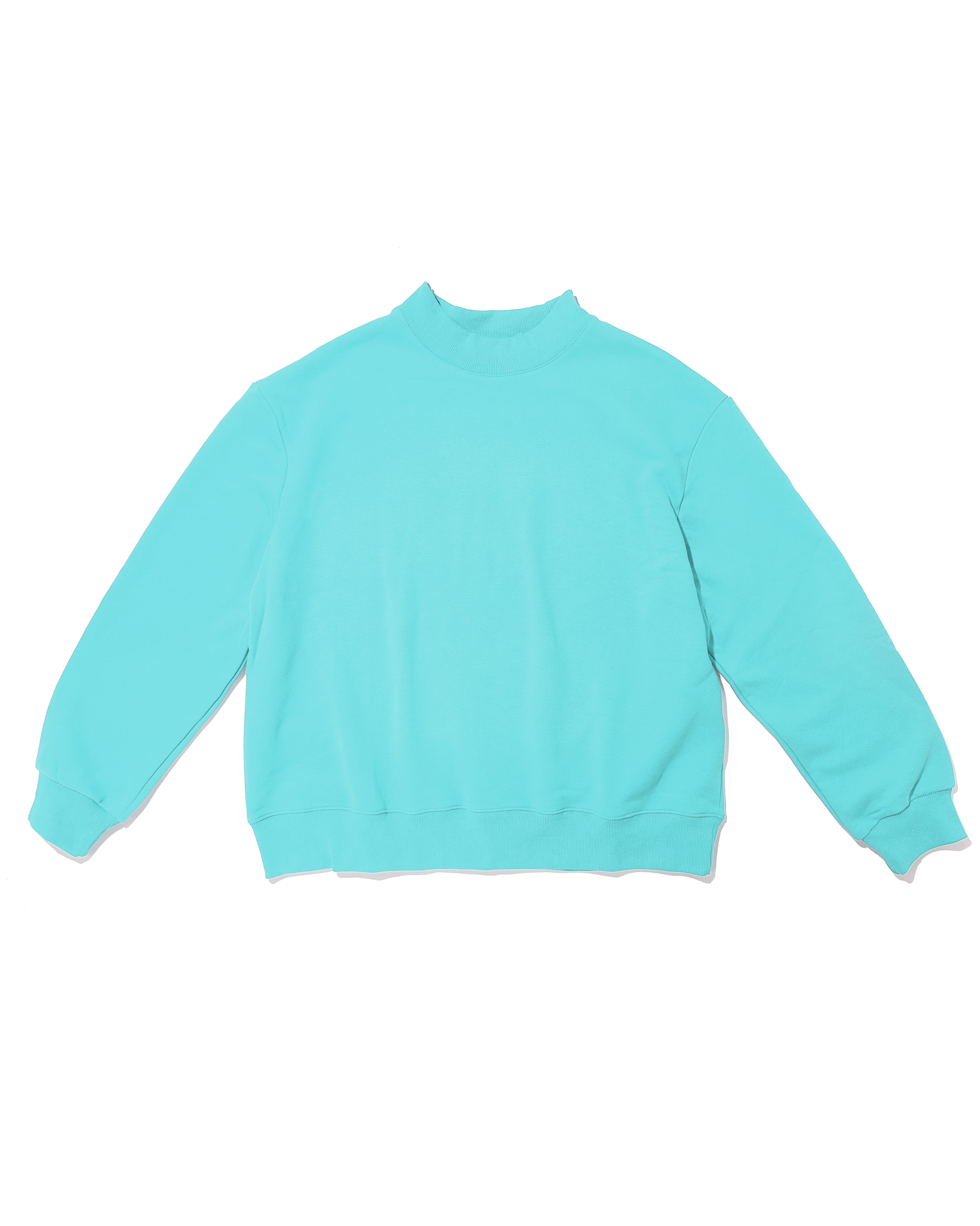 mint mock neck flat lay