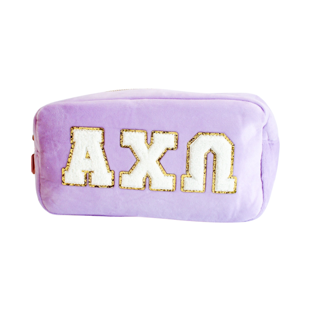 Alpha Chi Omega Chenille Sorority Cosmetic Bag