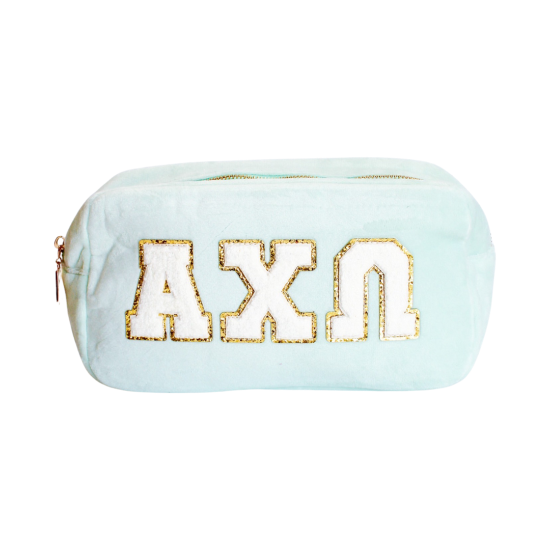 Alpha Chi Omega Chenille Sorority Cosmetic Bag
