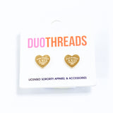 Alpha Chi Omega Heart Earrings