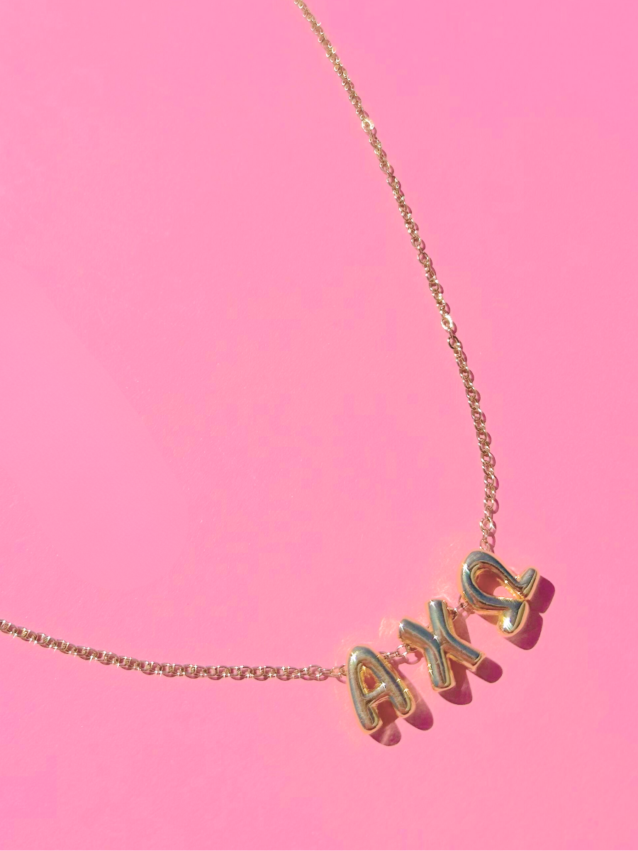 Alpha Chi Omega Bubble Letter Necklace
