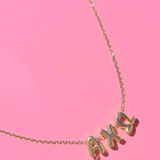 Alpha Chi Omega Bubble Letter Necklace