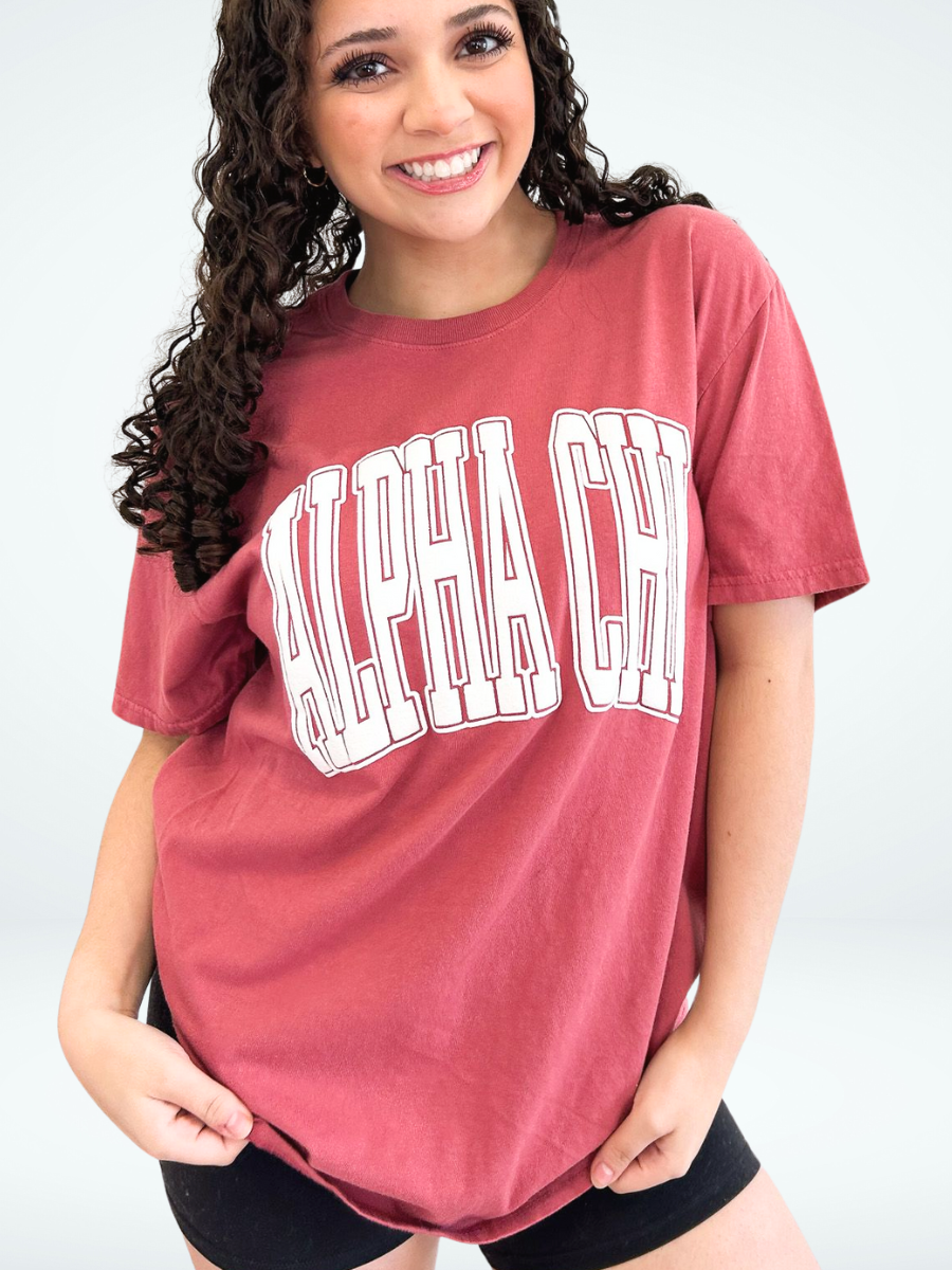 Alpha Chi Omega Varsity Puff Sorority Tee