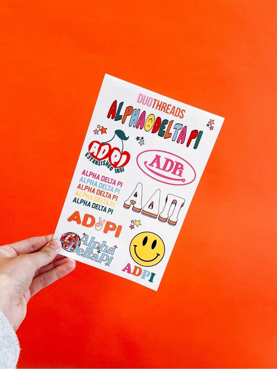 Alpha Delta Pi Sorority Rainbow Sticker Sheet