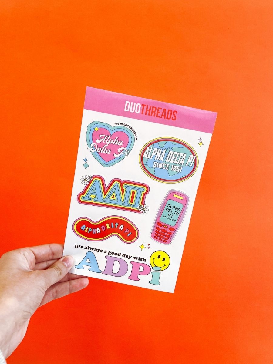 Alpha Delta Pi Sorority Y2K Sticker Sheet