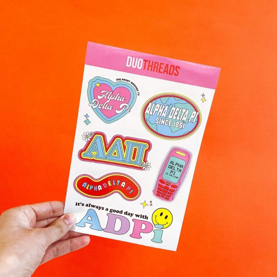 Alpha Delta Pi Sorority Y2K Sticker Sheet