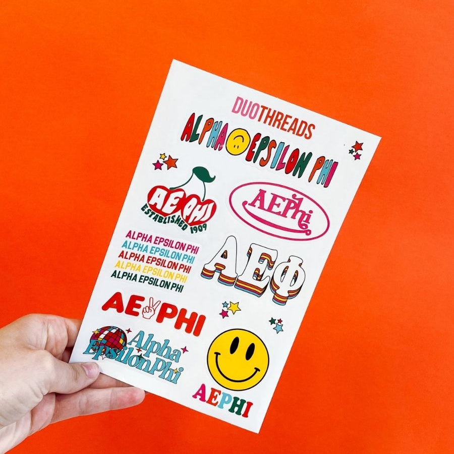 Alpha Epsilon Phi Sorority Rainbow Sticker Sheet