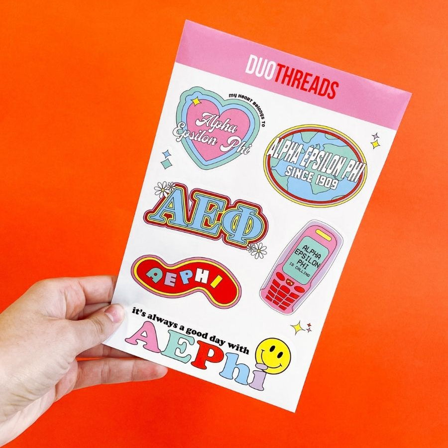 Alpha Epsilon Phi Sorority Y2K Sticker Sheet