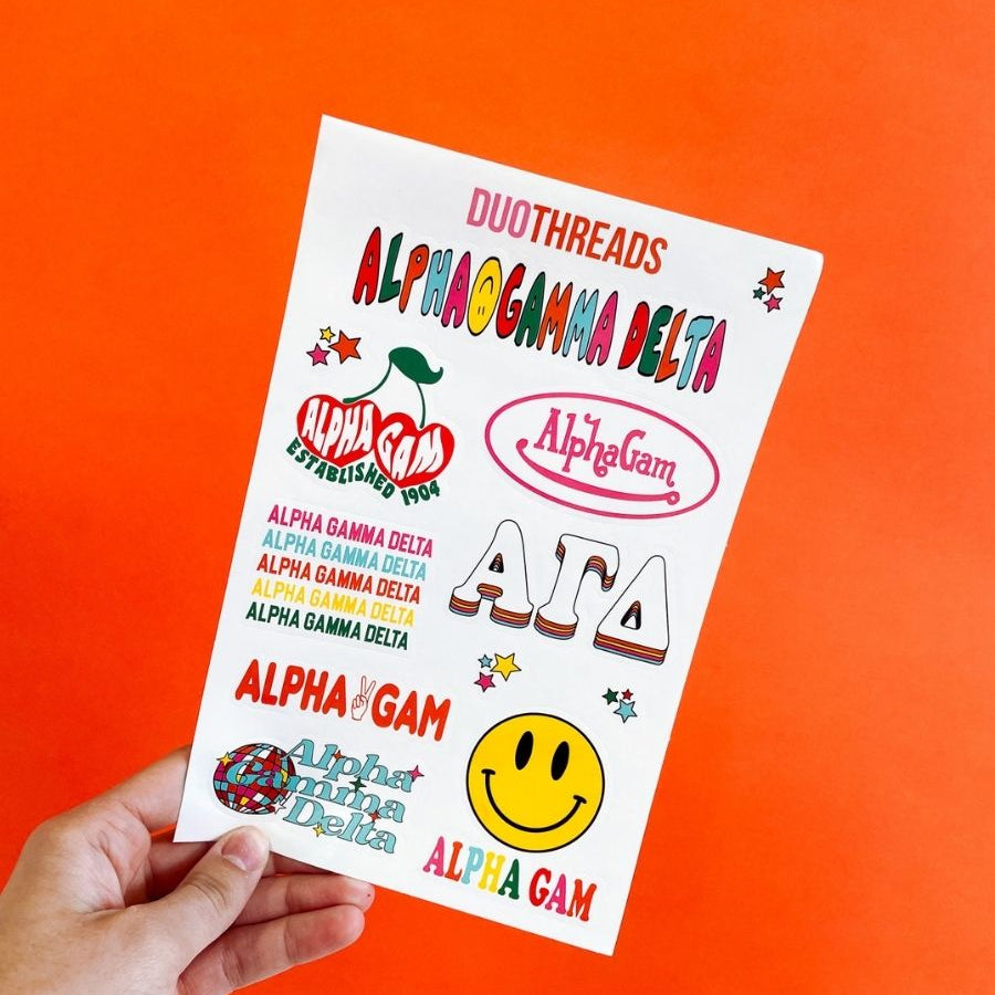 Alpha Gamma Delta Sorority Rainbow Sticker Sheet
