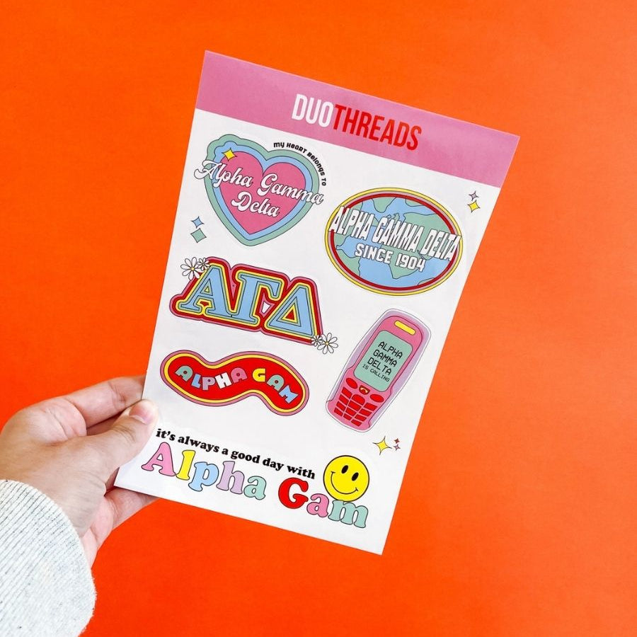Alpha Gamma Delta Sorority Y2K Sticker Sheet