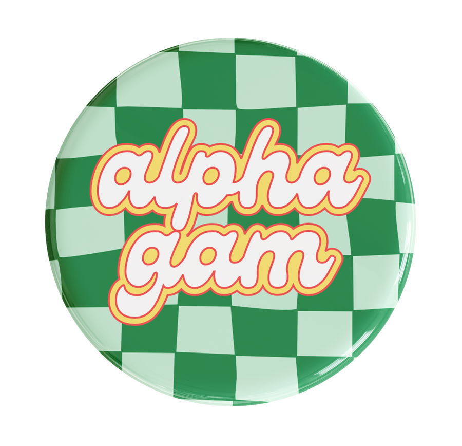 Alpha Gamma Delta Checker Sorority Button