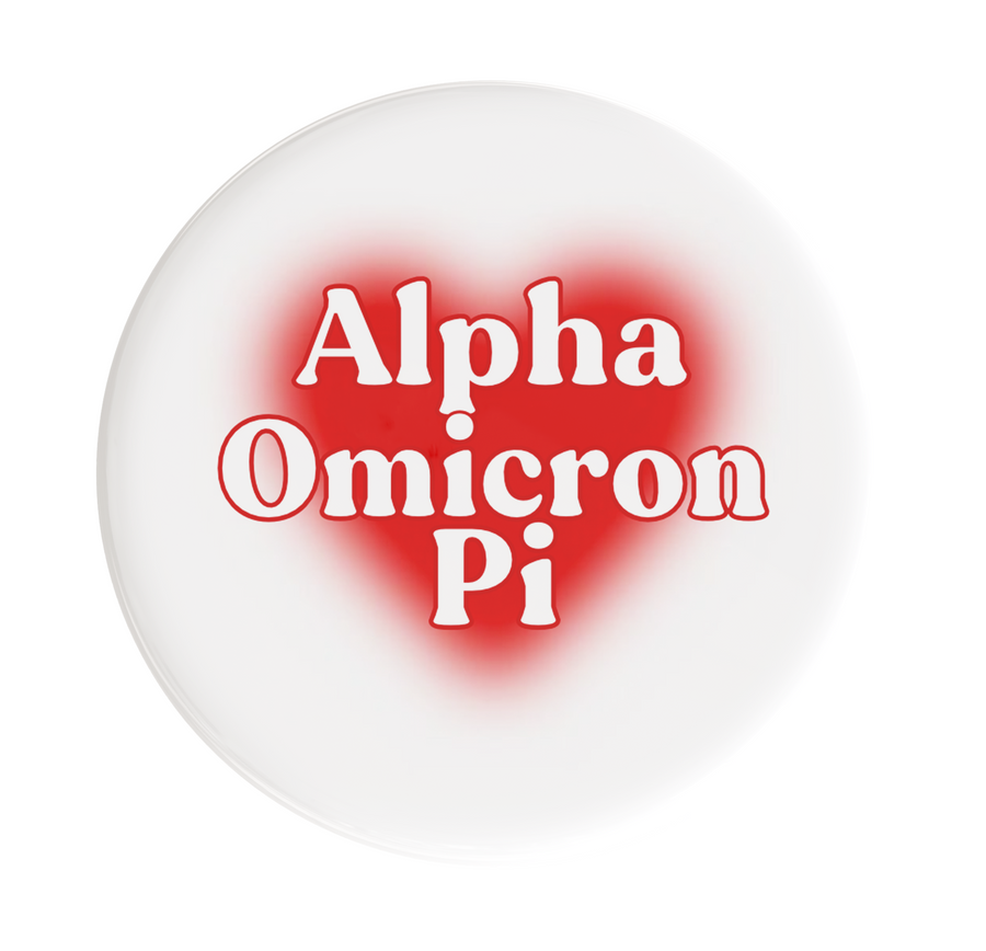 Alpha Omicron Pi Big Heart Sorority Button