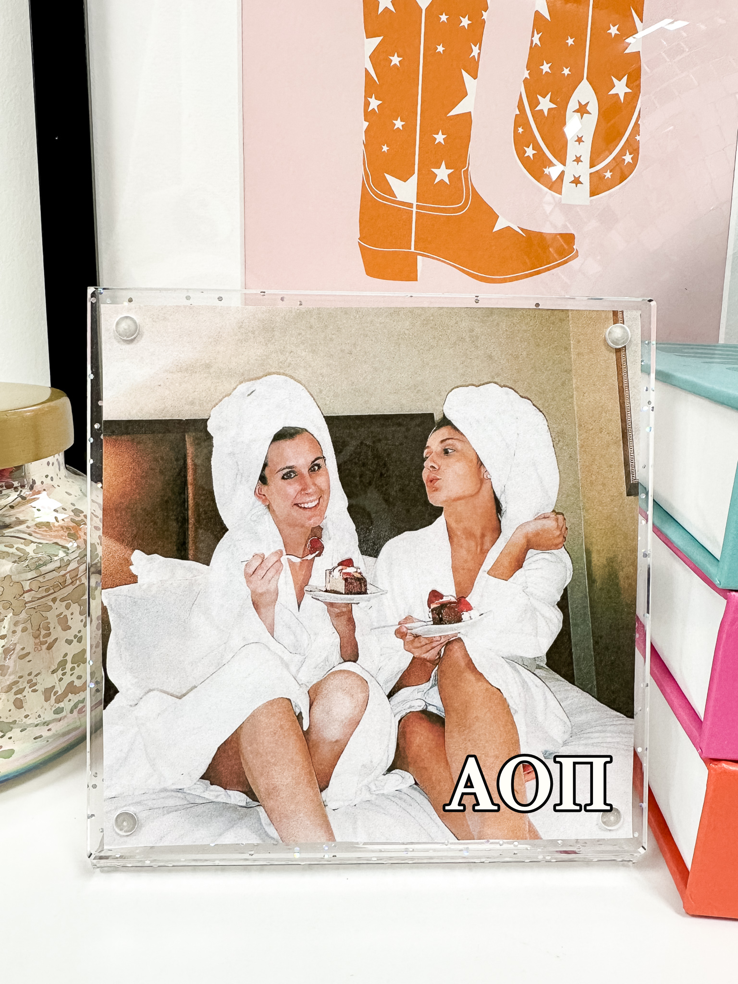 Alpha Omicron Pi Insta Glitter Picture Frame
