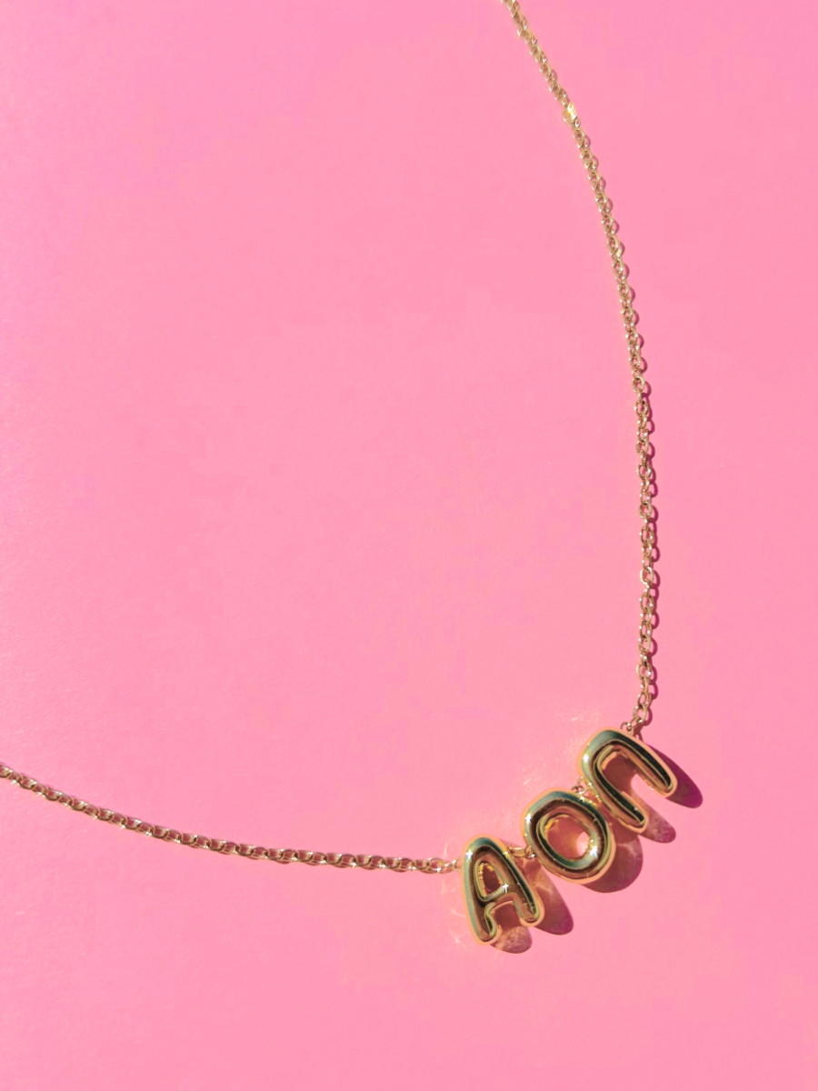 Alpha Omicron Pi Bubble Letter Necklace