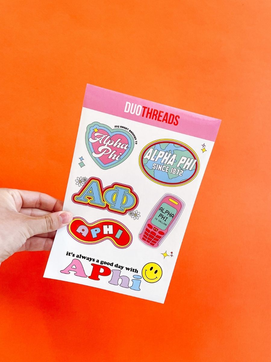 Alpha Phi Sorority Y2K Sticker Sheet