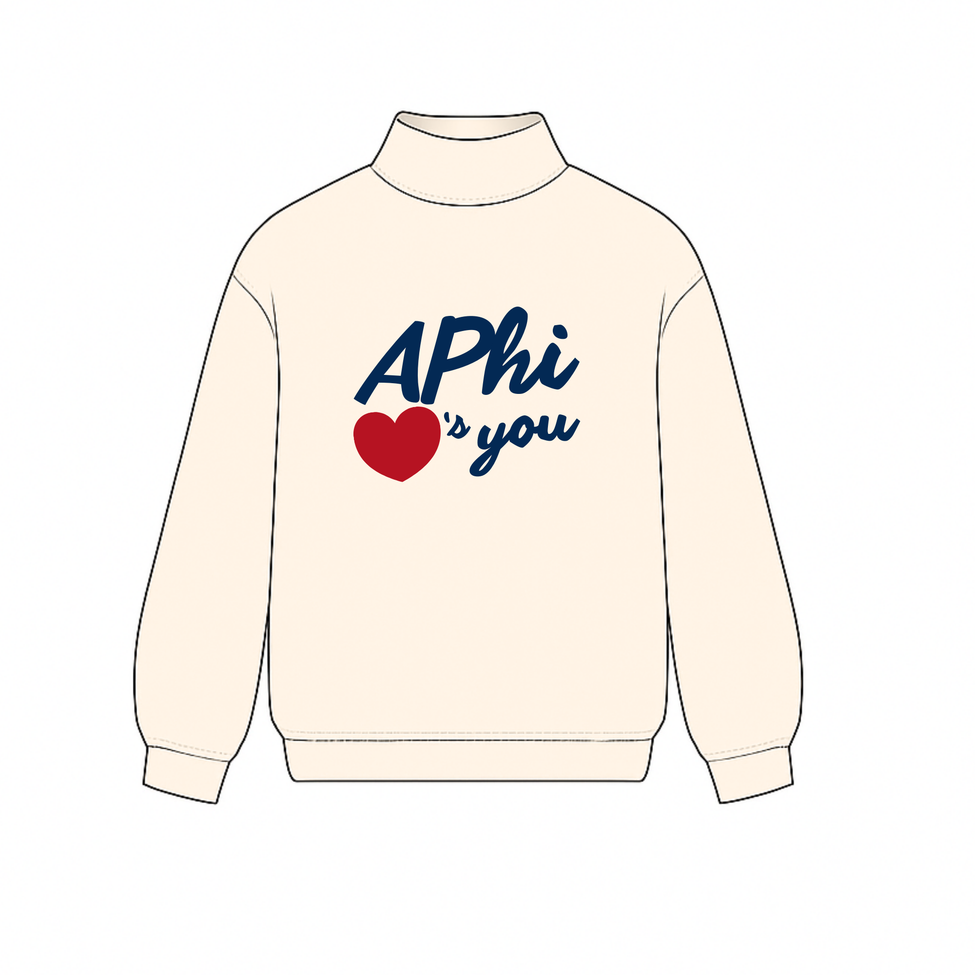 Alpha Phi Love Club Sorority Mock Neck