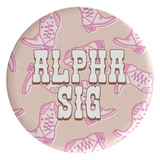 Alpha Sigma Alpha Boot Scootin' Sorority Button