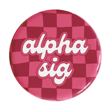 Alpha Sigma Alpha Checker Sorority Button