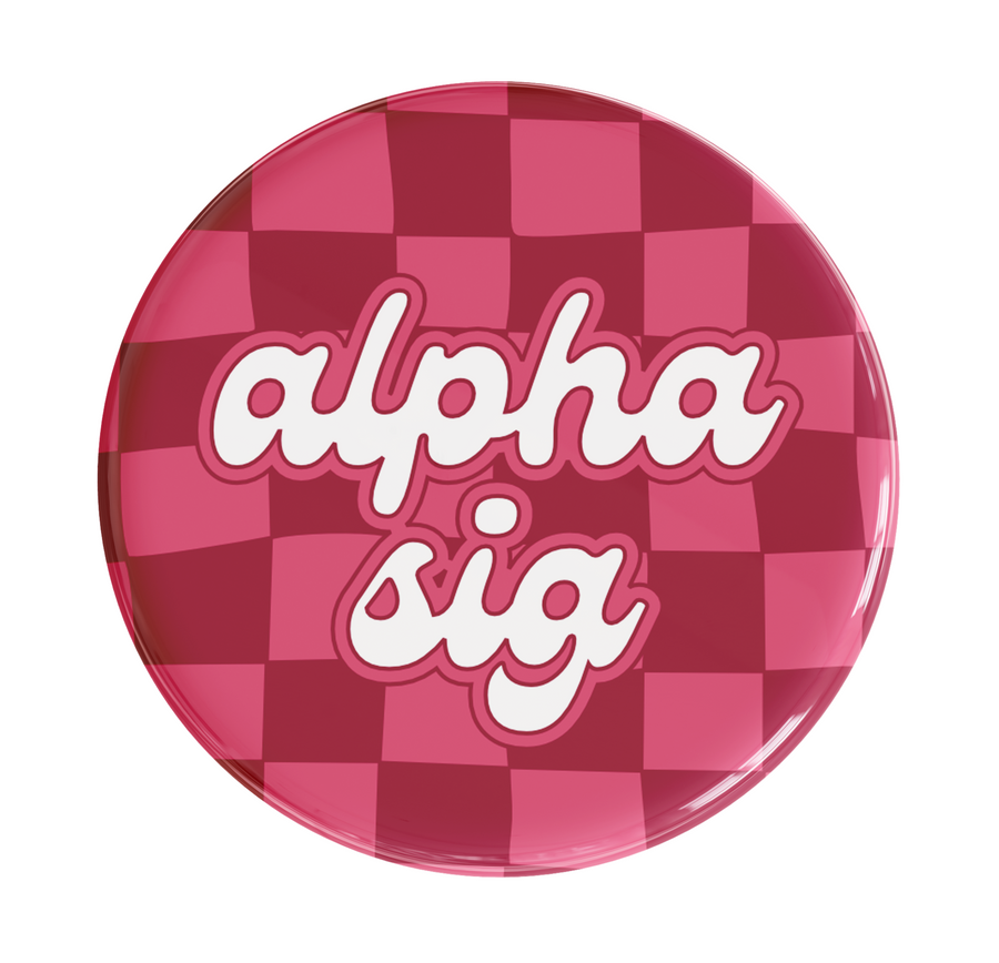 Alpha Sigma Alpha Checker Sorority Button