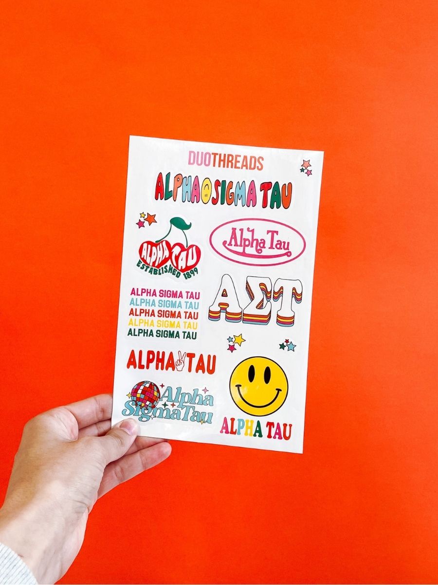 Alpha Sigma Tau Sorority Rainbow Sticker Sheet