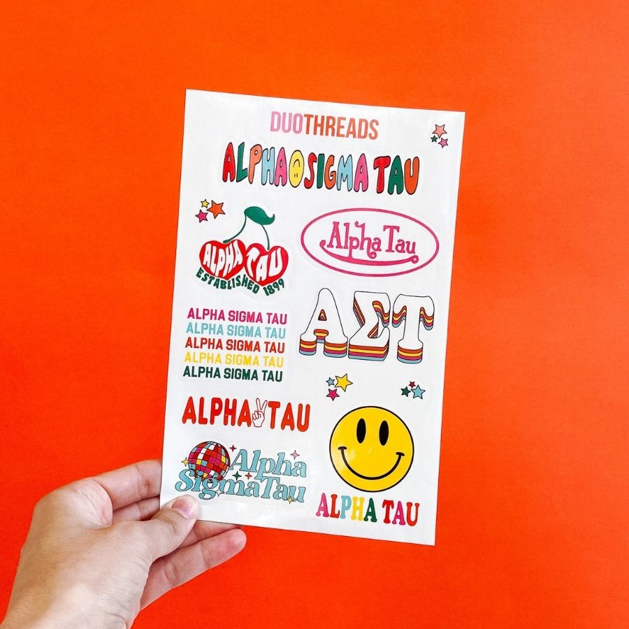 Alpha Sigma Tau Sorority Rainbow Sticker Sheet