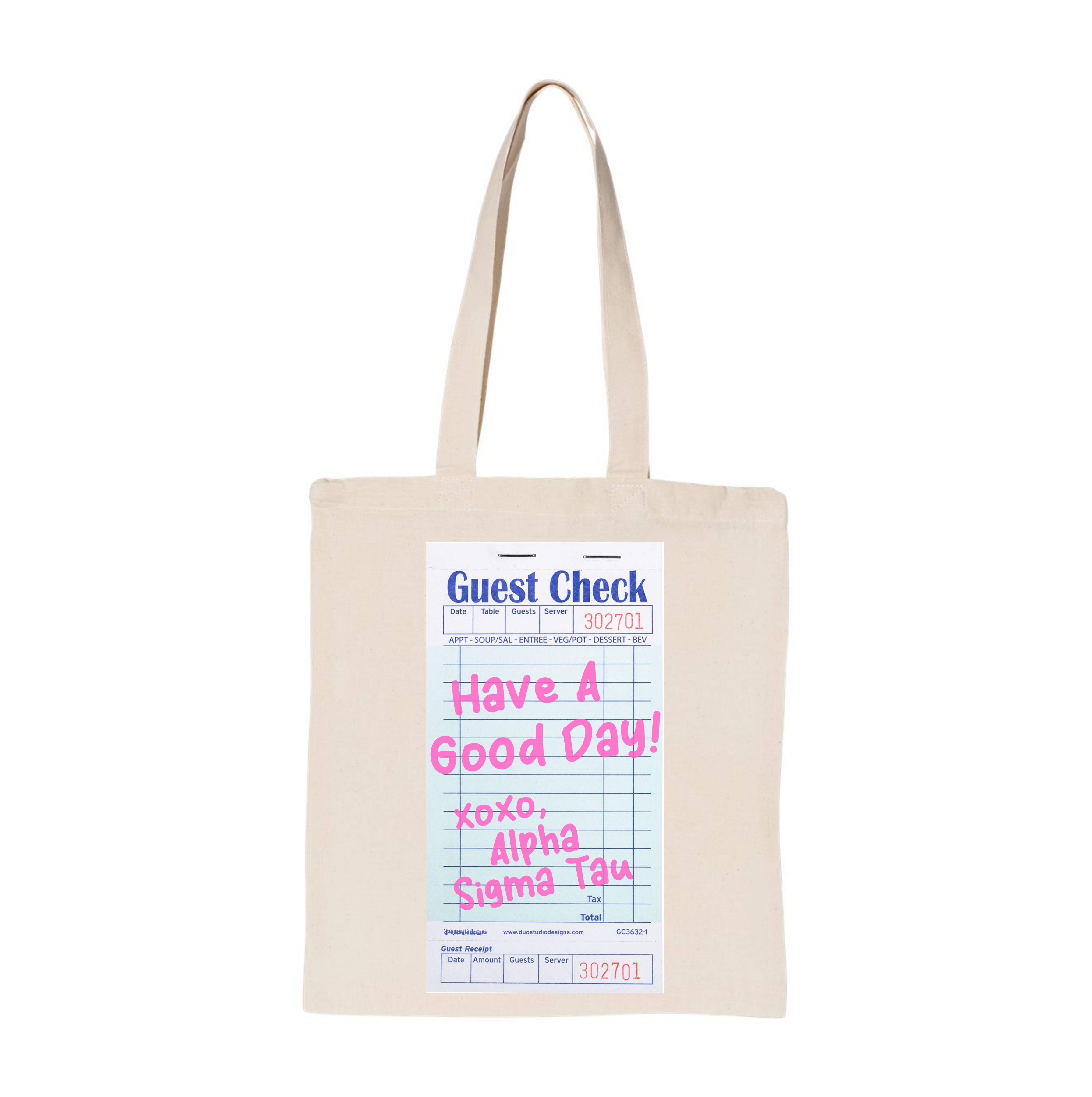 Alpha Sigma Tau Guest Check Sorority Tote
