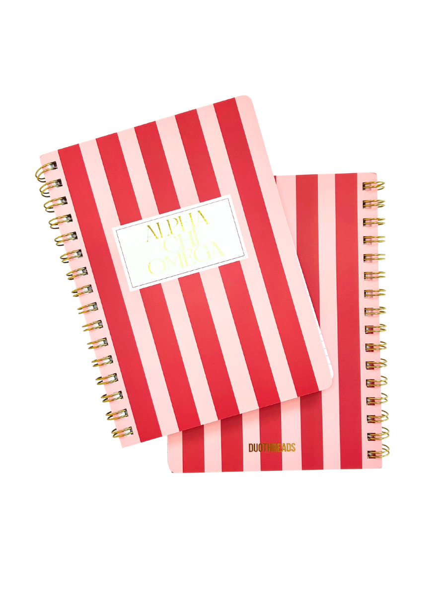Alpha Chi Omega Stripe Sorority Notebook