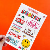 Alpha Xi Delta Sorority Rainbow Sticker Sheet