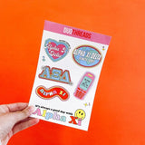 Alpha Xi Delta Sorority Y2K Sticker Sheet