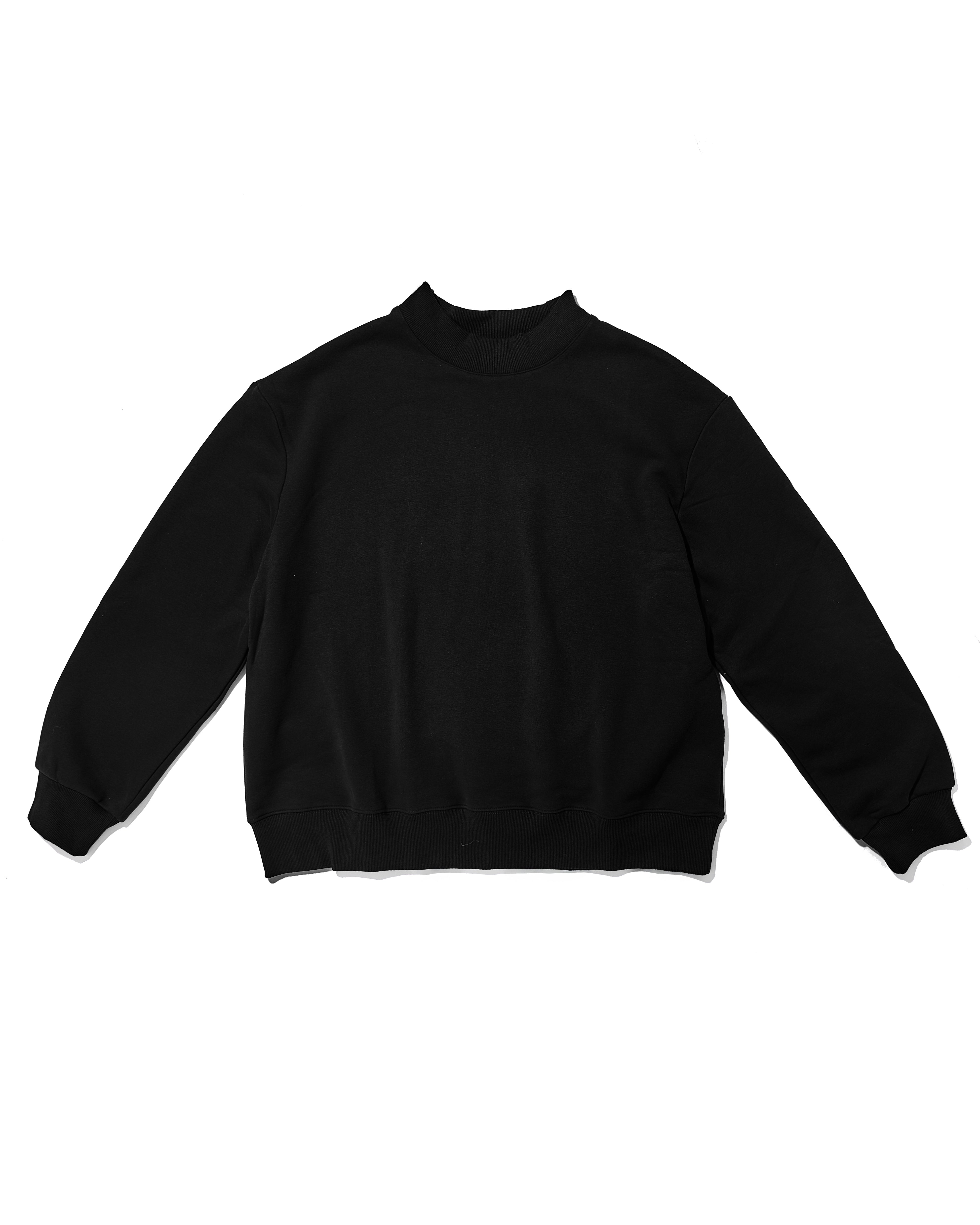 black mock neck flat lay