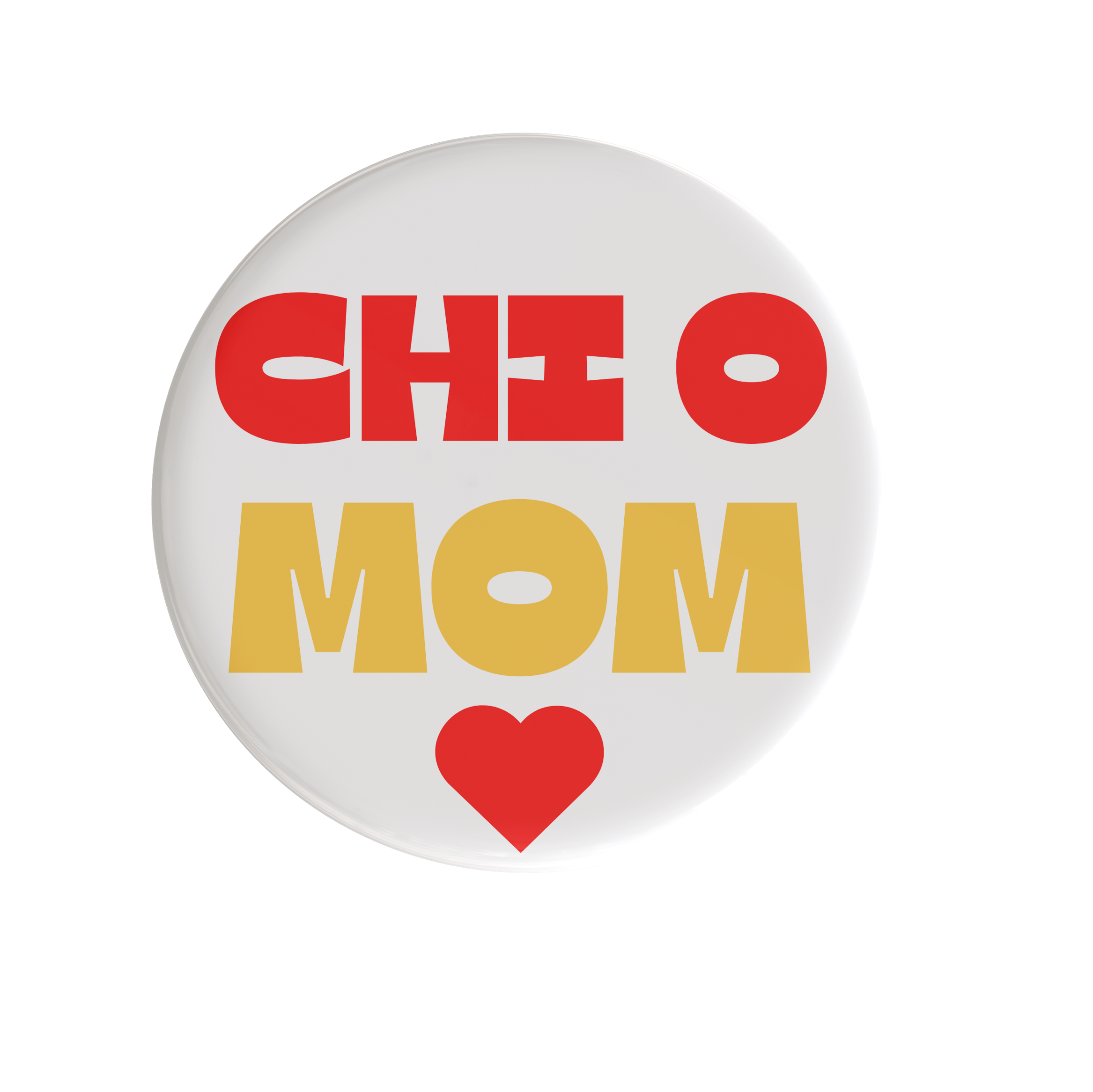 Chi Omega Mom Heart Sorority Button