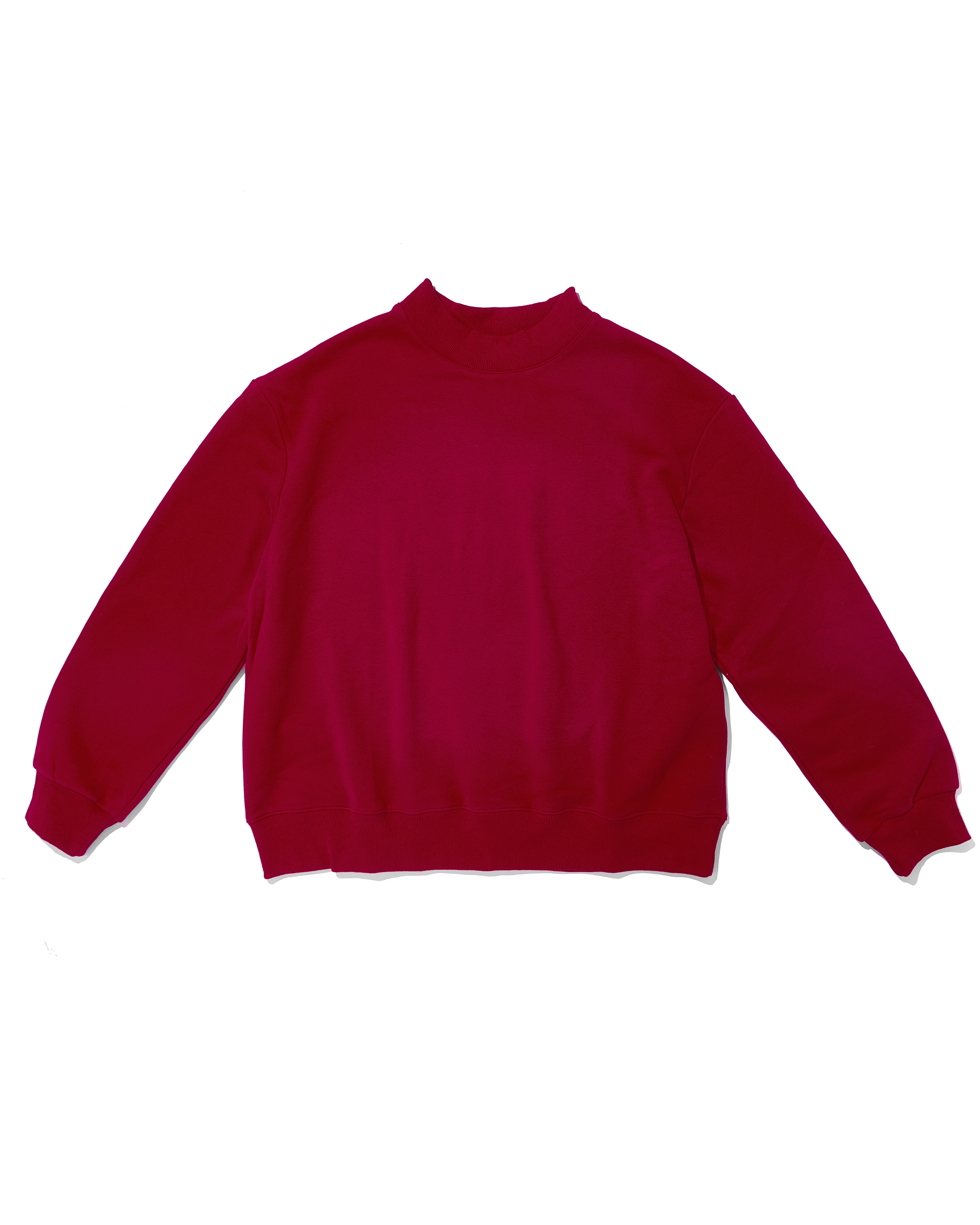 crimson mock neck flat lay