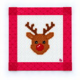 Red Nose Reindeer Mini Needlepoint Canvas