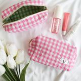 Sorority Gingham Quilted Makeup Bag