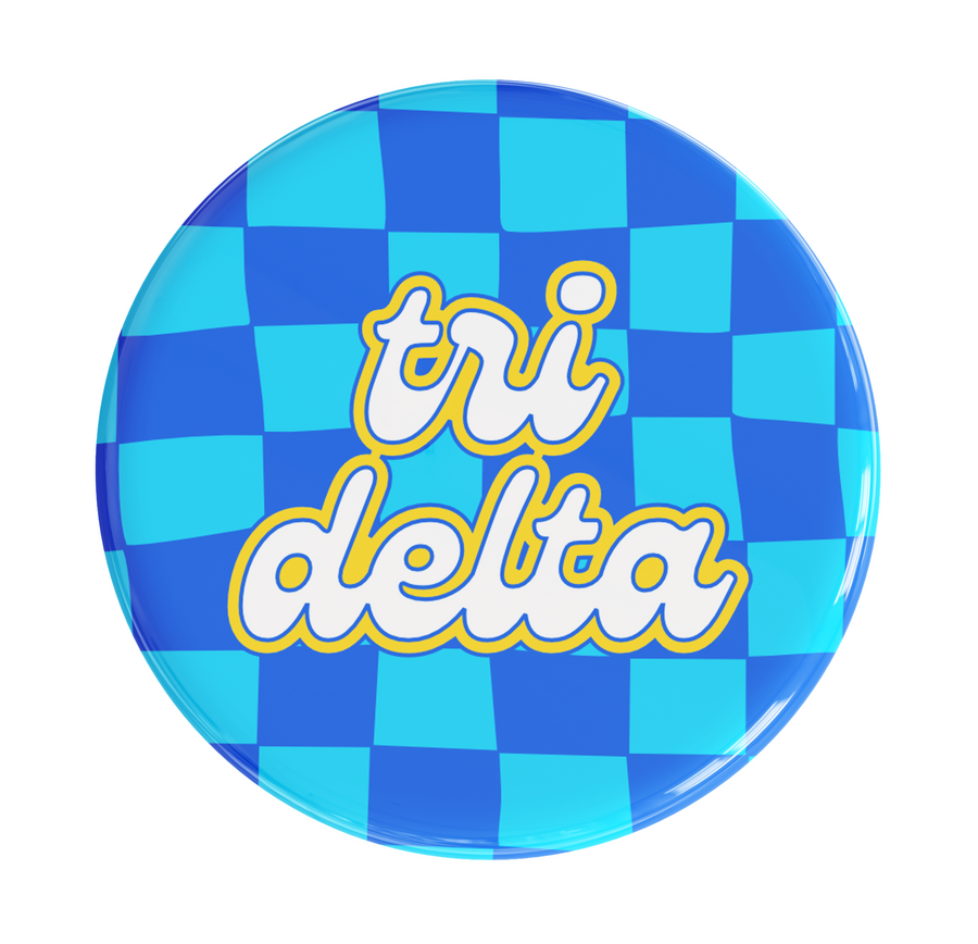 Delta Delta Delta Checker Sorority Button
