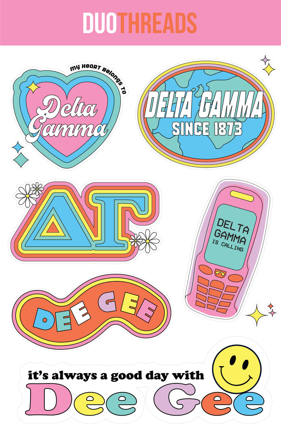 Delta Gamma Sorority Y2K Sticker Sheet