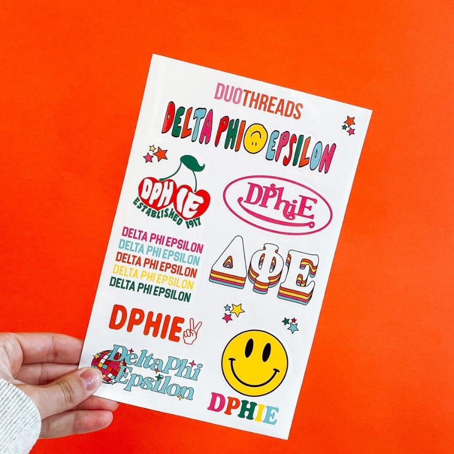 Delta Phi Epsilon Sorority Rainbow Sticker Sheet