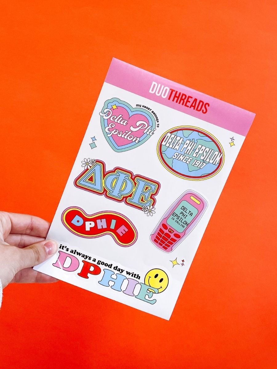 Delta Phi Epsilon Sorority Y2K Sticker Sheet