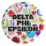 Delta Phi Epsilon Bejeweled Sorority Button